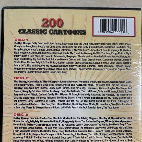 200 CLASSIC CARTOONS COLLECTION Betty Boop/Popeye/Felix/Casper DVD NEW/SEALED - Picture 3 of 5